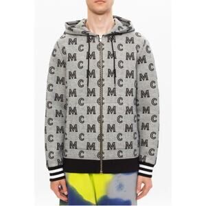 MCM Monogram Zip-up Hoodie In Grey